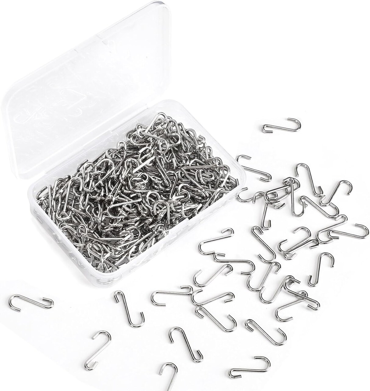 250 pcs 0.79 Inch Ornament Mini S Hooks Latch Connectors Small Metal S-Shaped Wire Hook Kits for DIY Crafts with Storage Box Ornament Hangers for Halloween Christmas Tree Decoration